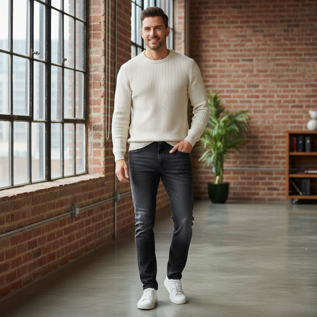 Livergy Men's Slim Fit Washed Black Denim Jeans