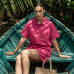 SHEIN Fuchsia Pink Relaxed Short Sleeve Shirt & Shorts Co-or