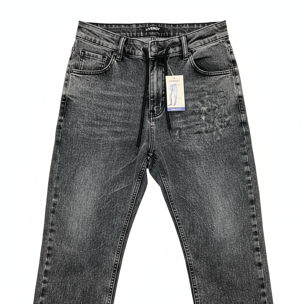 Livergy Men's Grey Acid Wash Denim Cargo Joggers