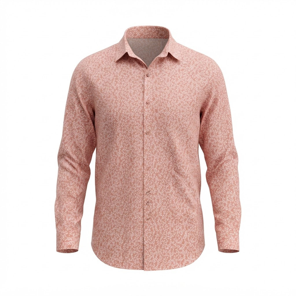 Splash Women's Peach Floral Long-Sleeve Button-Down Blouse