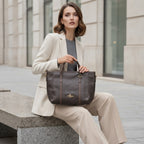 Chrisbella Dark Brown Textured Top-Handle Tote