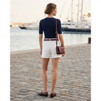 Women's White High-Waist Raw Hem Denim Shorts