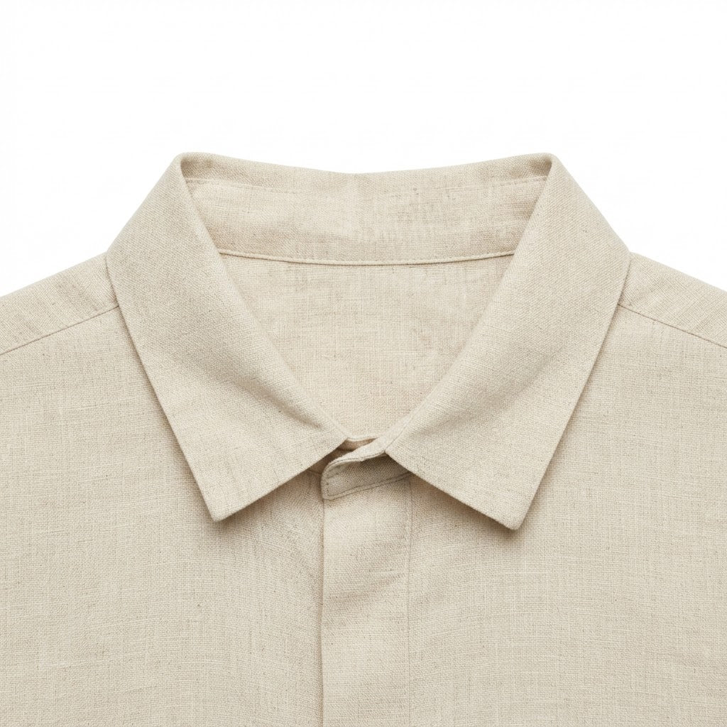 H&M Women's Beige Linen Short Sleeve Button Down Shirt