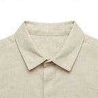 H&M Women's Beige Linen Short Sleeve Button Down Shirt