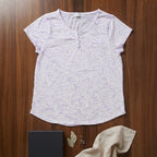 B Collection Lavender Space-Dye Henley T-Shirt with Cap Slee