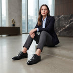 Men's Black Leather Cap-Toe Oxford Dress Shoes