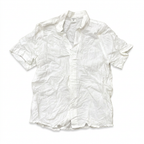SHEIN Boys White Short Sleeve Linen Blend Button Down Shirt