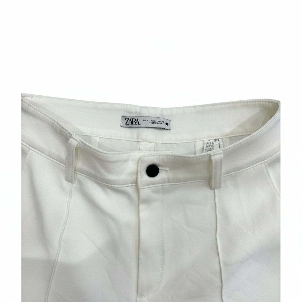 Women's White High-Waisted Wide-Leg Cropped Trousers