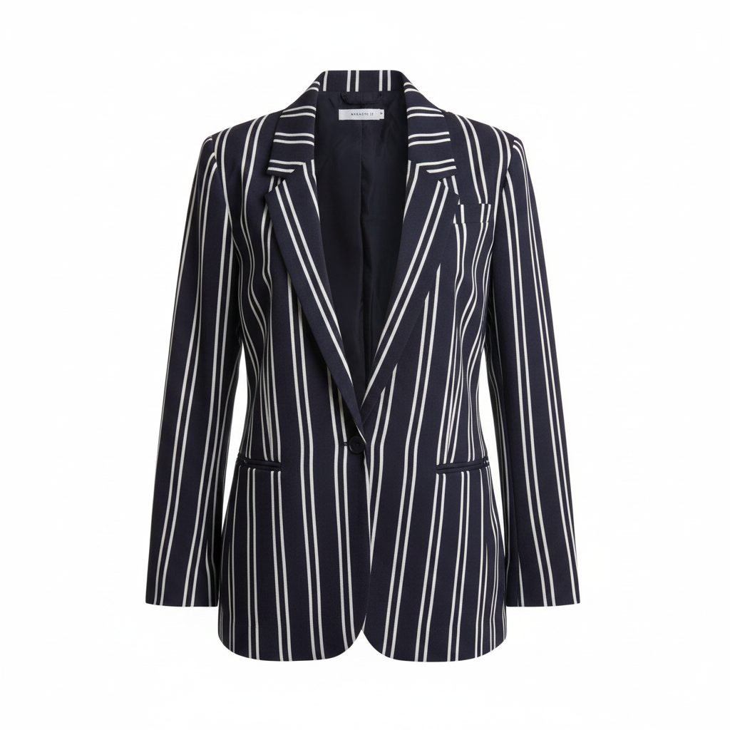 lefties Women's Navy and White Vertical Striped Tailored Bla