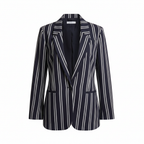 lefties Women's Navy and White Vertical Striped Tailored Bla
