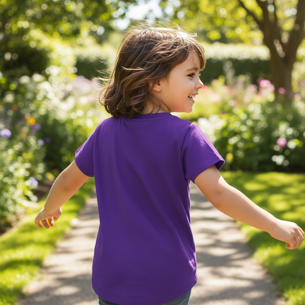 LA GEAR Kids Vibrant Purple V-Neck Cotton T-Shirt