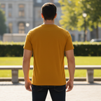 Men's Mustard Yellow Graphic Print Cotton T-Shirt