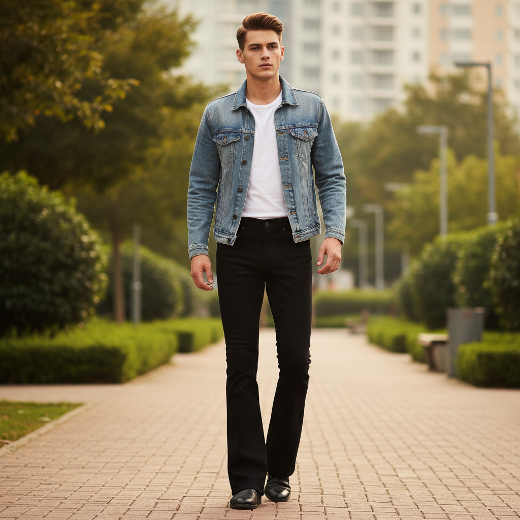 SHEIN Unisex Black High-Waist Flare Denim Jeans