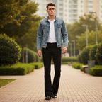 SHEIN Unisex Black High-Waist Flare Denim Jeans