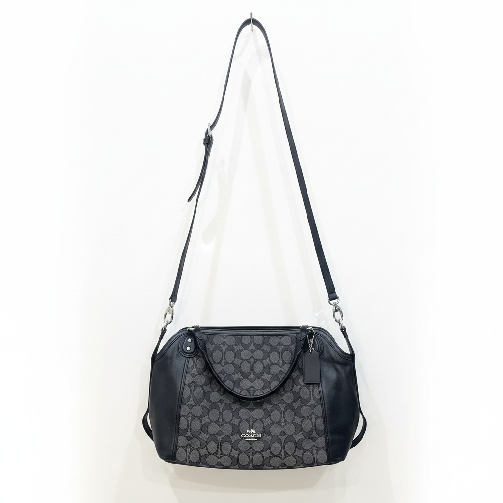 Coach Signature Canvas & Leather Shoulder Bag