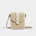 COACH Signature Monogram Canvas Crossbody Bag in Beige
