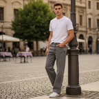 Grey High-Waisted Wide Leg Denim Jeans