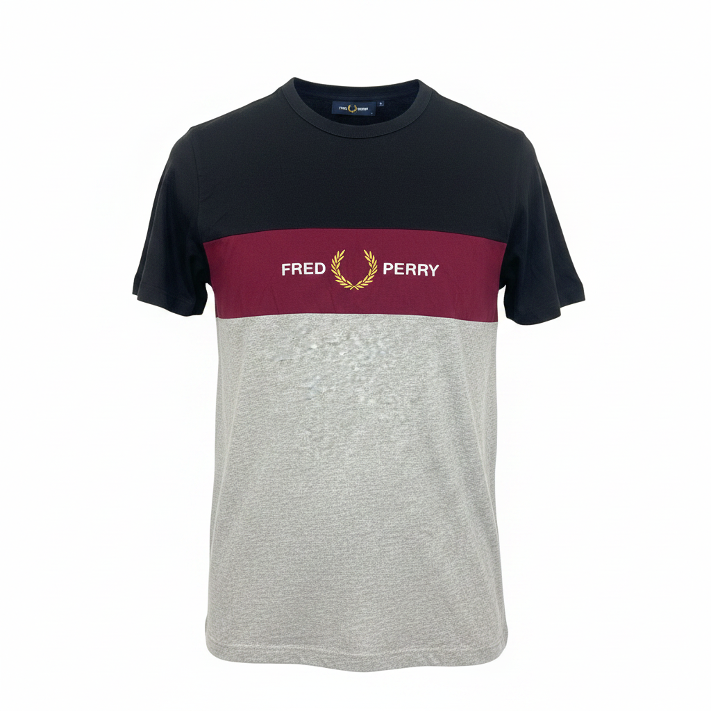 Fred Perry Men's Tri-Color Block Logo T-Shirt - Size L