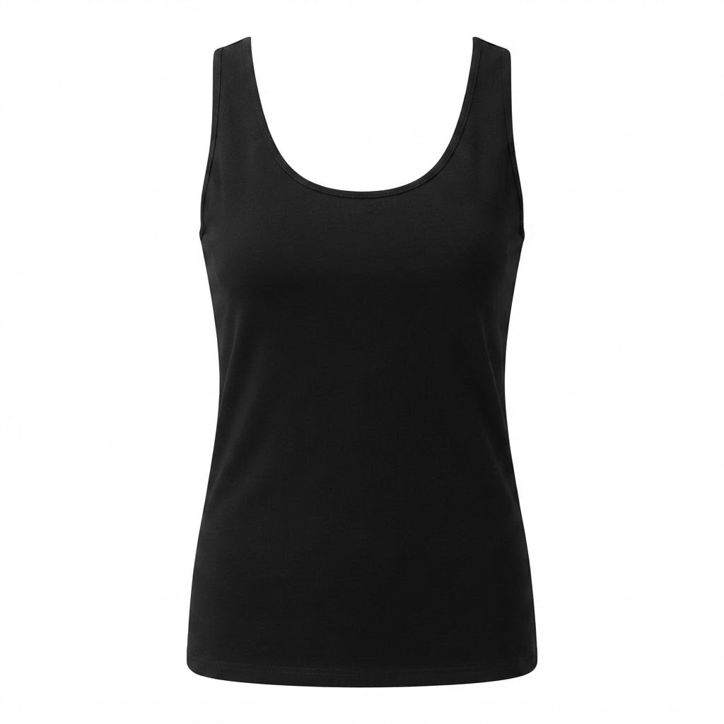 Women's Black Scoop Neck Cotton Tank Top