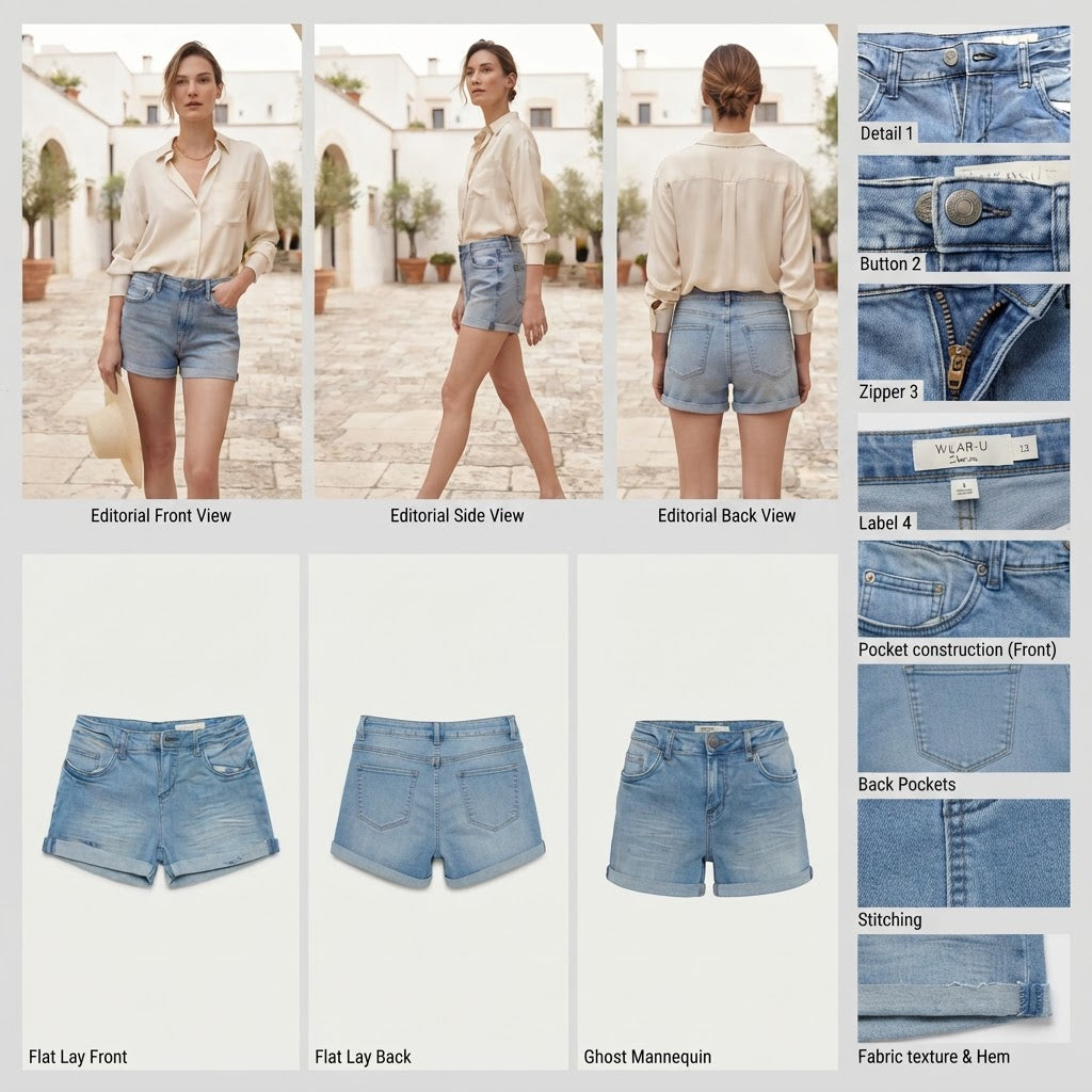 Light Wash Blue Cuffed Mid-Rise Denim Shorts
