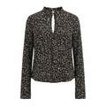 Bershka BSK Girl Black Floral Ruffle Neck Long Sleeve Top
