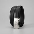 Women's Black Grained Leather Belt with black Buckle