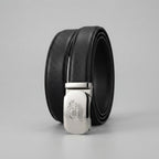 Women's Black Grained Leather Belt with black Buckle