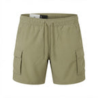 LIVERGY Men's Beige Utility Cargo Shorts with Drawstring