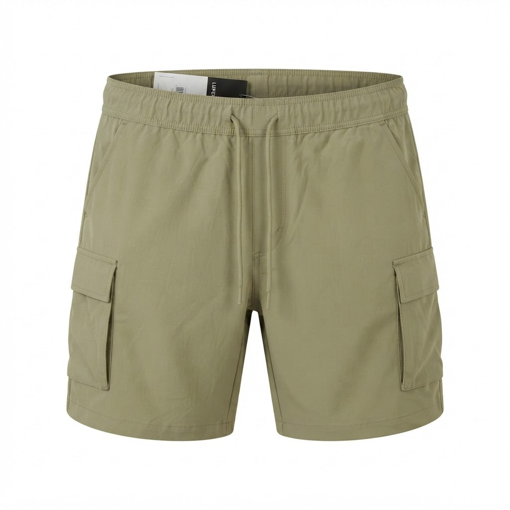 LIVERGY Men's Beige Utility Cargo Shorts with Drawstring