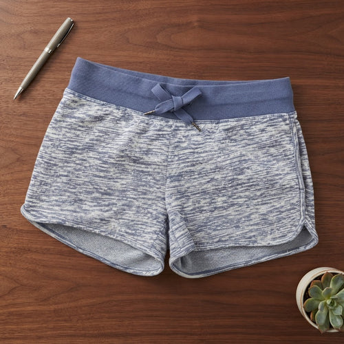 Cornflower Blue Marled Drawstring Athletic Shorts