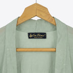 On Line Women's Mint Green Long-Sleeved Crinkled Maxi Robe