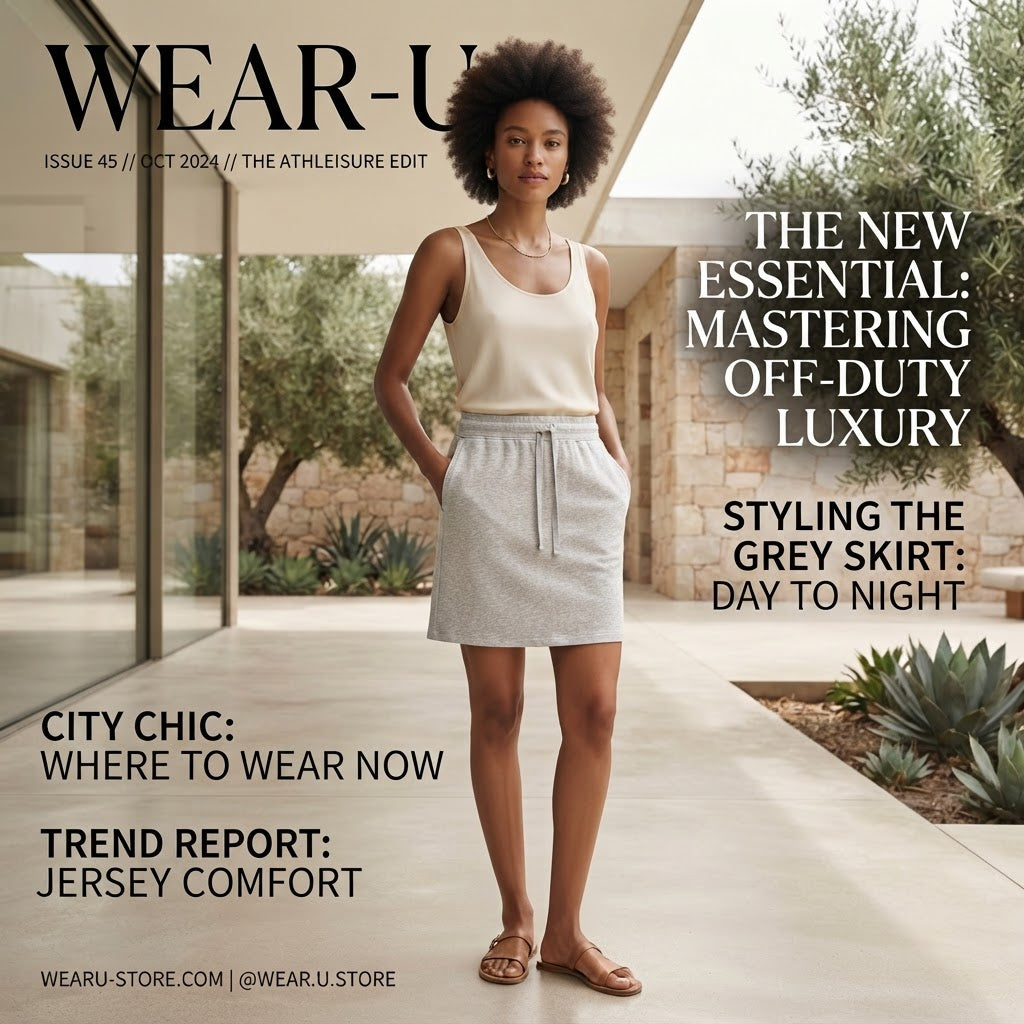 Light Grey Heather Drawstring Jersey Mini Skirt