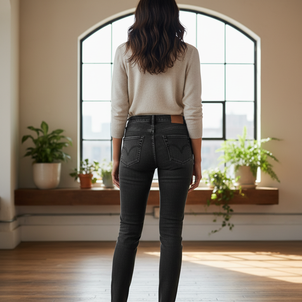 Women's Faded Dark Grey Slim Fit Denim Jeans