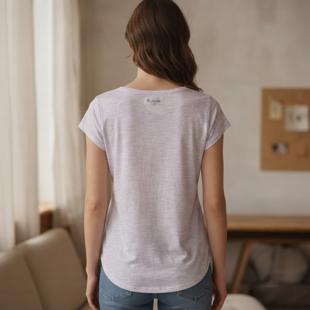B collection Lavender Space-Dye Henley T-Shirt with Curved H