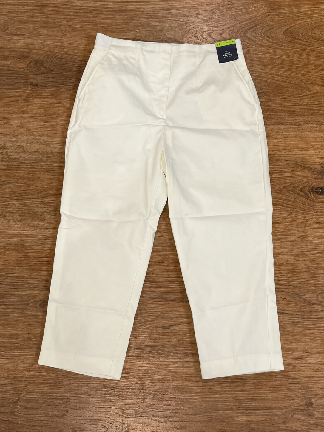 M&S Collection Women's High-Rise Slim Cropped White Pants