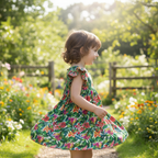PRIMARK CARES Kids Green Tropical Floral Flutter Sleeve Dres