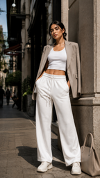 Max Women's White Wide-Leg Fleece Lounge Pants L-XL