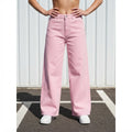 PrettyLittleThing Baby Pink Wide Leg Denim Jeans - Contempor