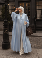 Powder Blue Crinkle Organza Floor-Length Abaya Dress