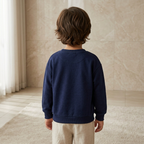 SHEIN Navy Blue Kids Brooklyn USA Graphic Crewneck Sweatshir
