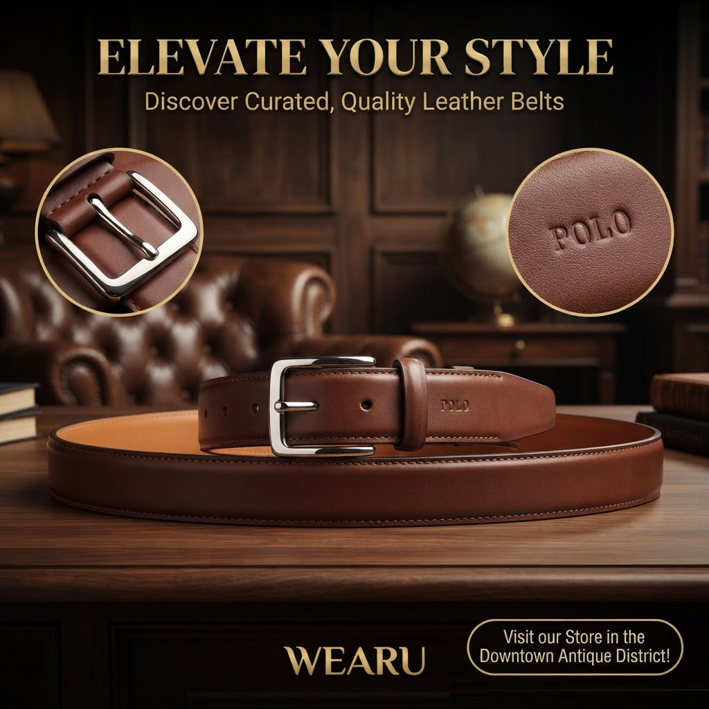 Polo Men's Classic Brown Leather Belt