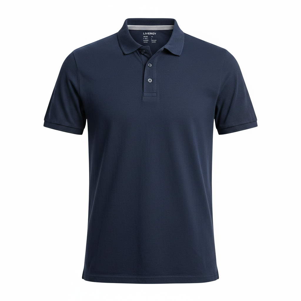 Livergy Men's Navy Blue Short Sleeve Polo Shirt - Size L