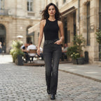 Bershka Washed Black Flare Jeans with Chevron Pocket Detail