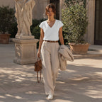 anko White V-Neck Cap-Sleeve Boxy Top