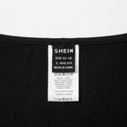 SHEIN Women's Black Linen Wide-Leg Trousate Trousers