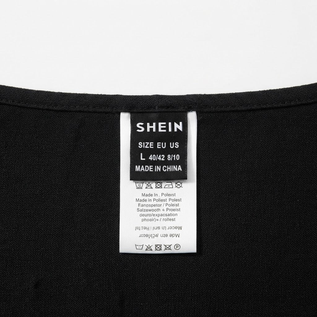 SHEIN Women's Black Linen Wide-Leg Trousate Trousers