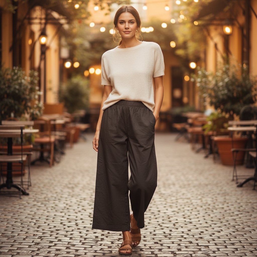 H&M Women's Black Wide-Leg Viscose Culottes - Size S