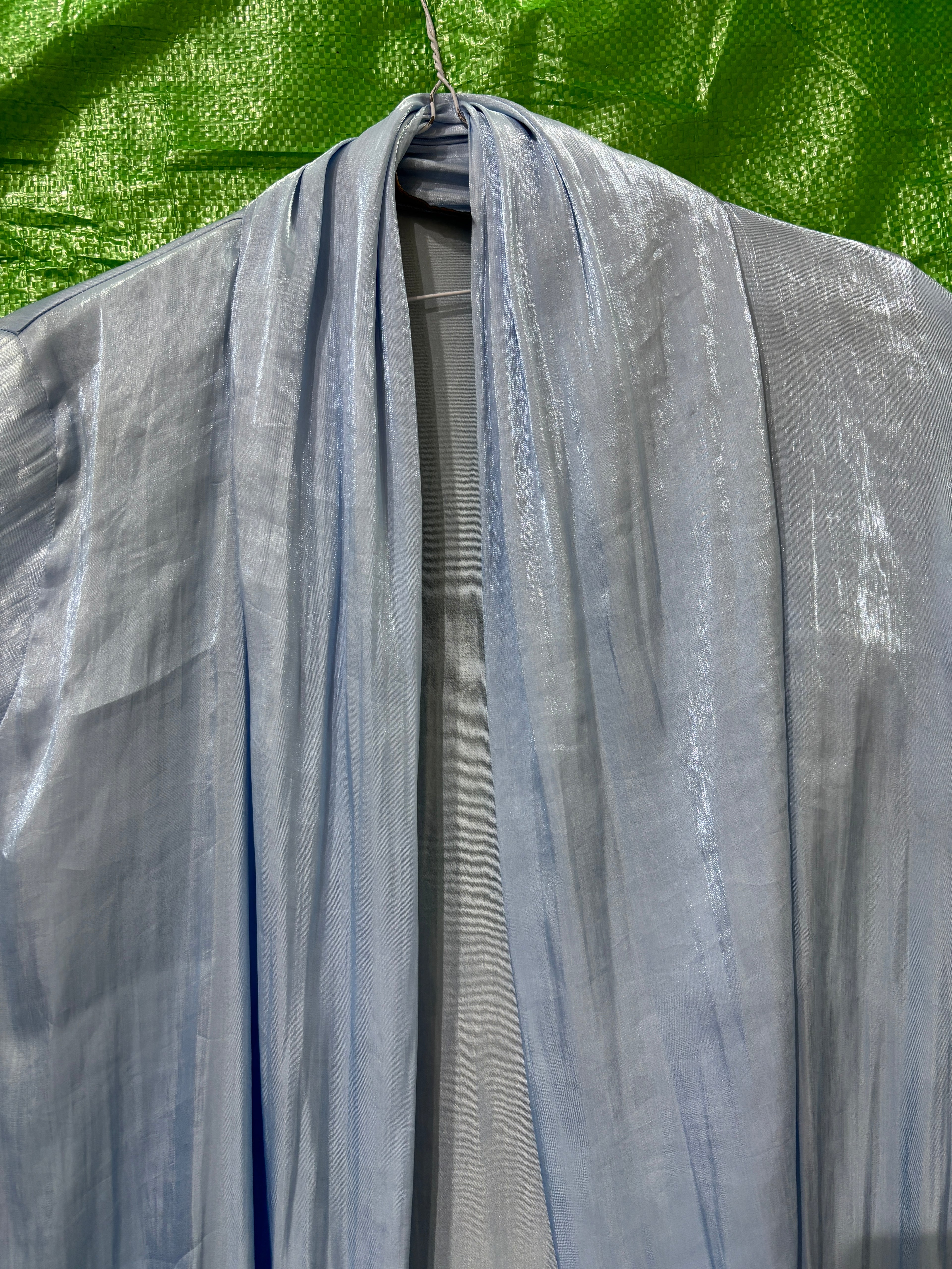 Powder Blue Crinkle Organza Floor-Length Abaya Dress