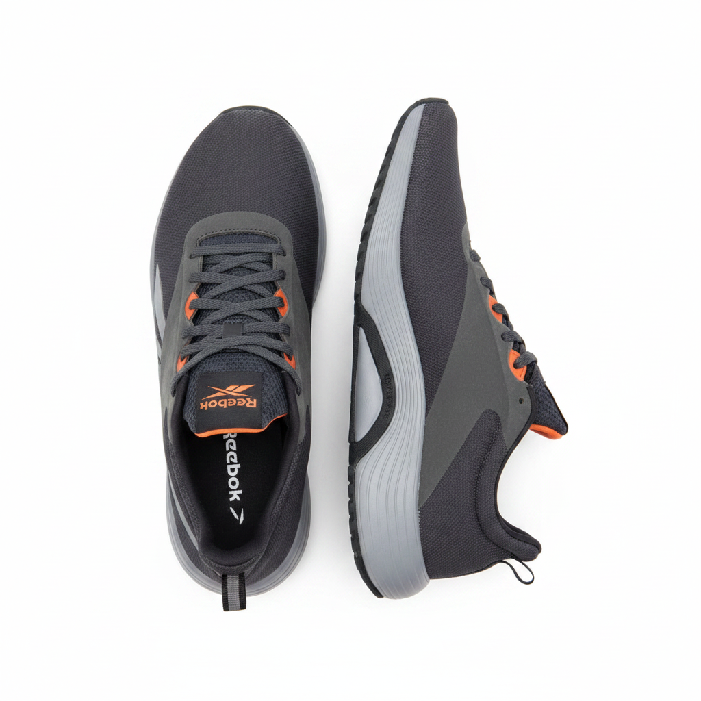 Reebok Men's Charcoal & Orange Athletic Sneakers - Size 12
