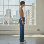 off-white Medium Blue Wide Leg Cargo Denim Jeans with Contra